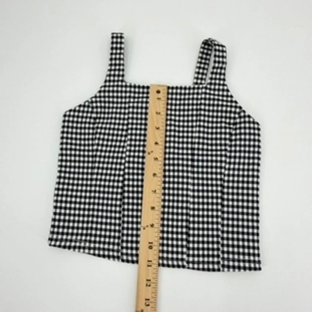 Full Tilt Kids Black White Gingham 2 Piece Crop Top and Pleated Skirt Set Large
